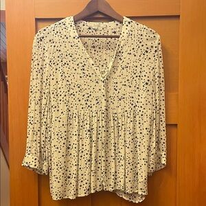 Boden Ivory and Navy Star Pattern Blouse